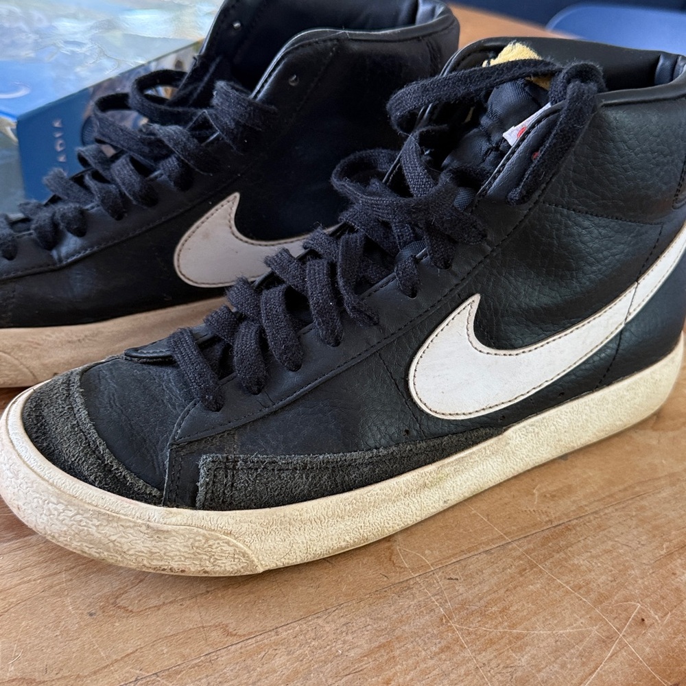 Nike blazer mid 77 Mens size 8.5 shoes black leather high top sneakers